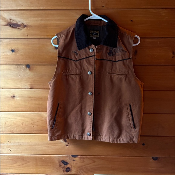 Brown Sleeveless Vest with Black Collar - Picture 1 of 5